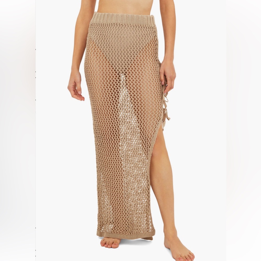 Sheer open stitch cover-up skirt